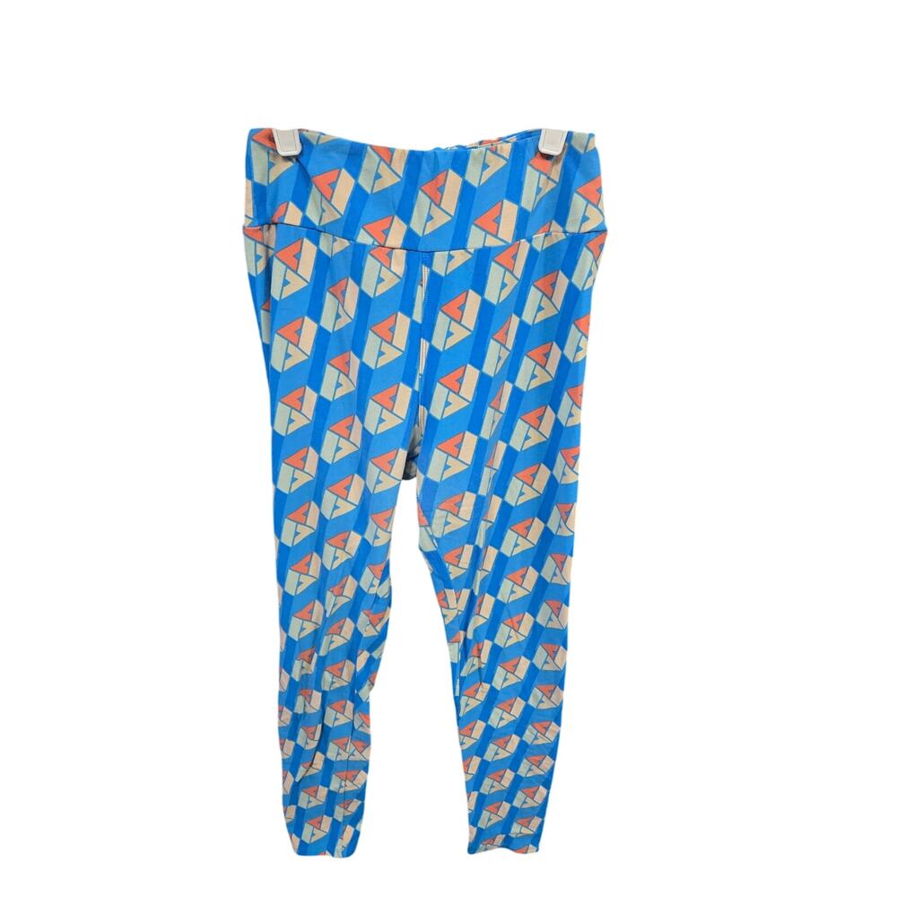 Blue Abstract Geometric Leggings - Lularoe - One Size